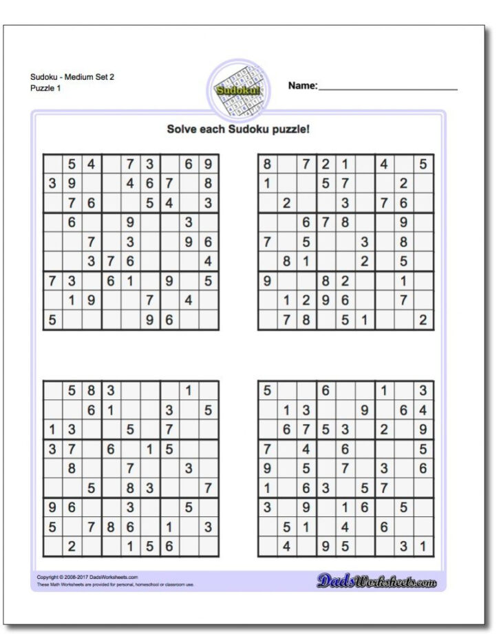 Printable Teacher’s Corner Sudoku