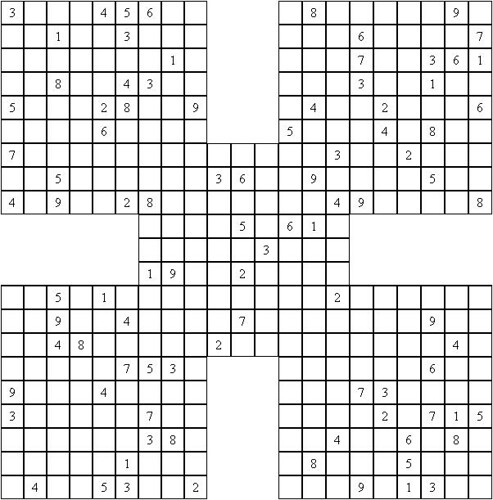 Samurai Sudoku Puzzle A 5 In 1 Sudoku Puzzle Known As A Sa Flickr