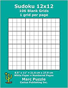 Sudoku 12x12 106 Blank Grids 1 Grid Per Page 8 5 quot X 11 quot 216 X 279 