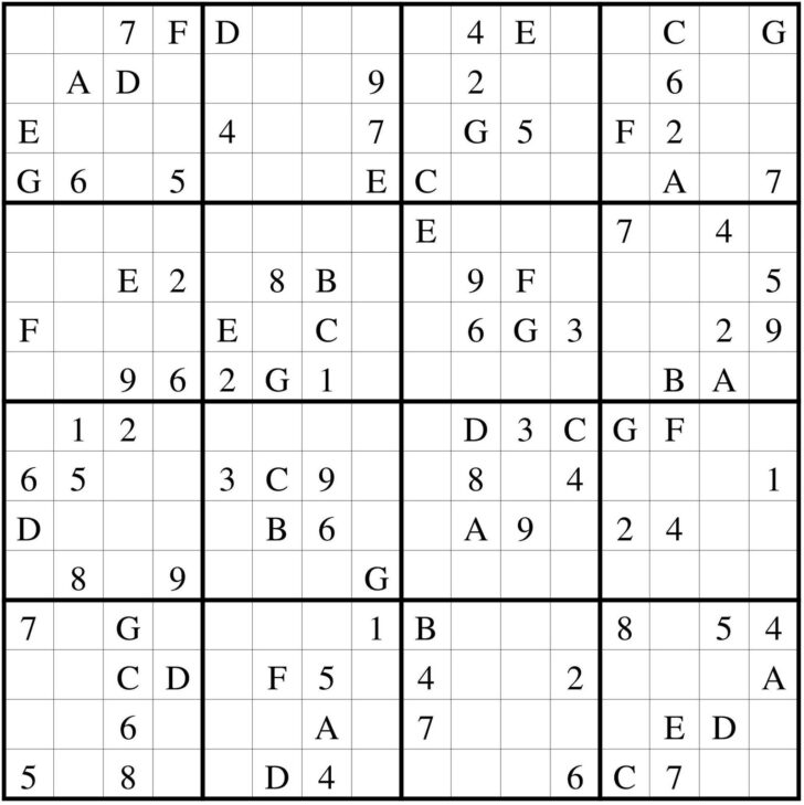 Printable Large Sudoku 16×16