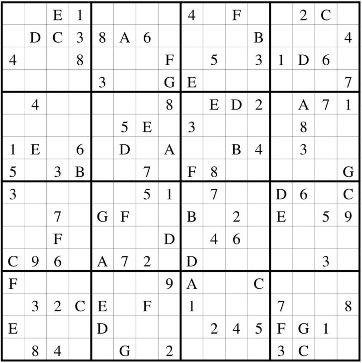 Sudoku 16×16 Printable