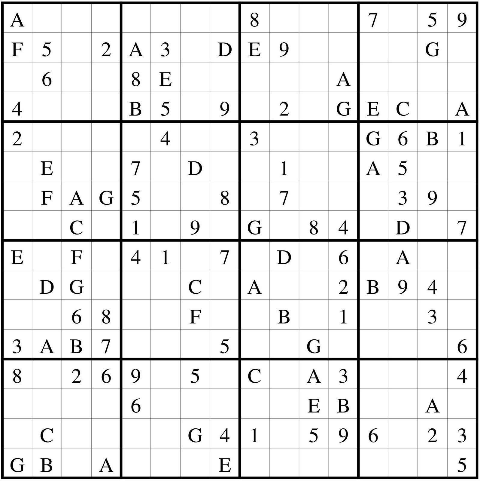 Sudoku 16 X 16 Para Imprimir Sudoku Diario Sudoku 16 X 16 16x16 