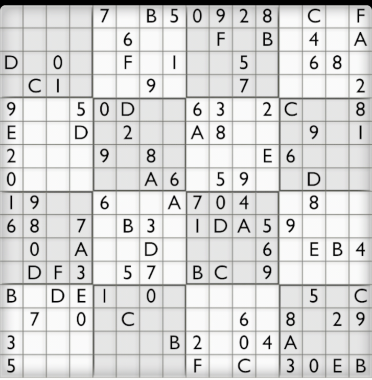 Printable Super Sudoku 16×16 Print