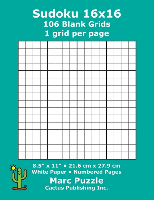 Sudoku 16x16 106 Blank Grids 1 Grid Per Page 8 5 quot X 11 quot 216 X 279 