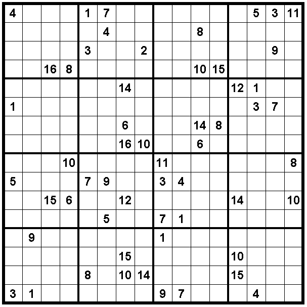 Sudoku 16X16 Numbers Only Easy Printable Sudoku April 2013 There 