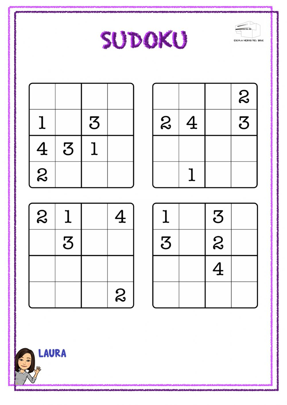 Sudoku 4x4 Interactive Worksheet