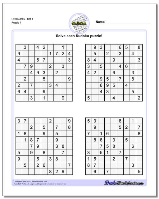 Evil Sudoku Printable