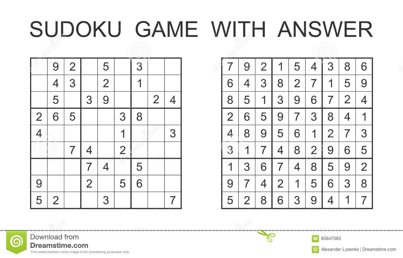 Sudoku Game With Answer Stock Vector Illustration Of Childlike 85647083