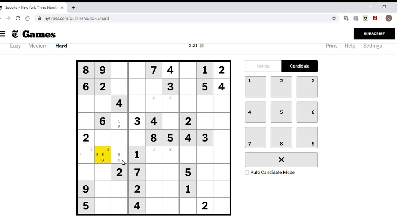 Sudoku New York Times Hard Sudoku June 1 2020 YouTube