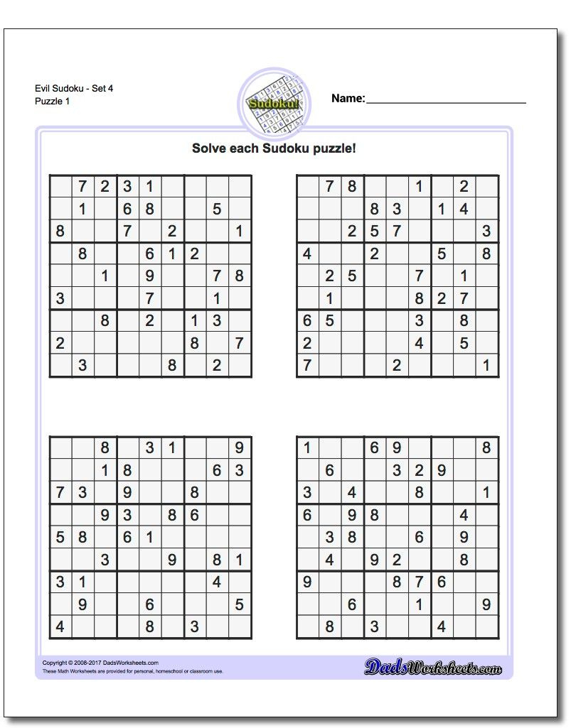 Sudoku Printable From Easy To Evil Sudoku Printable