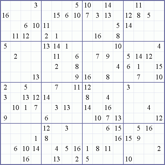 Sudoku Weekly Print This Puzzle 16x16 Crazy Puzzle