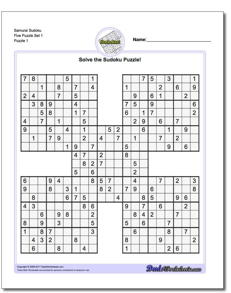 Super Samurai Sudoku 13 Grids Printable Mega Sudoku Puzzles Free 