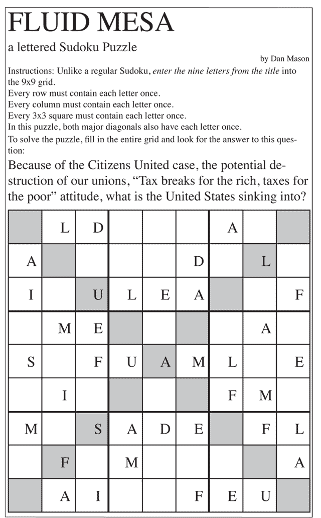 The Weekly Humanist Puzzle Letter Sudoku TheHumanist