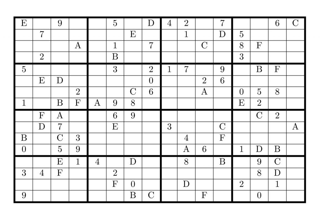 Tirpidz 39 s Sudoku 454 Classic Sudoku 16 X 16 Printable Sudoku 16X16 