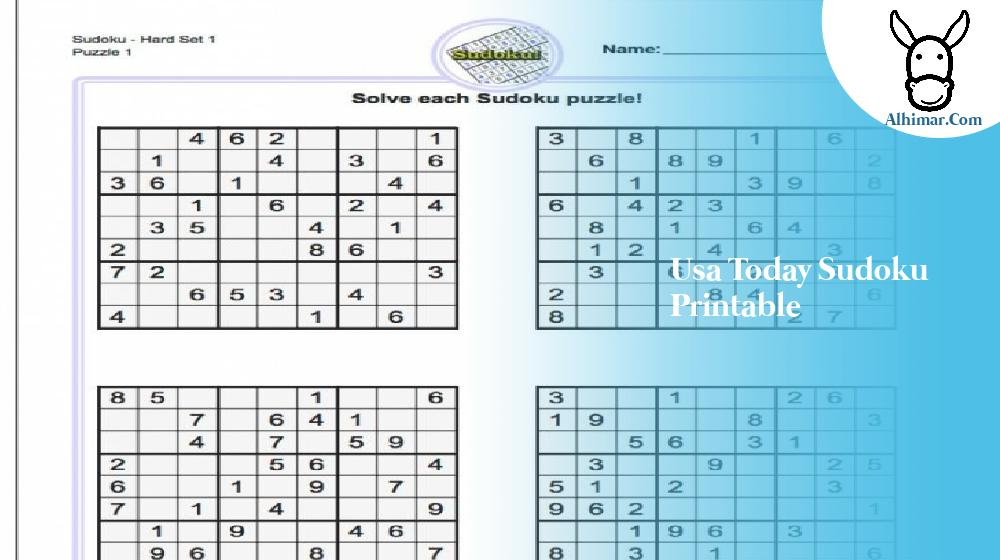 Usa Today Sudoku Printable Alhimar