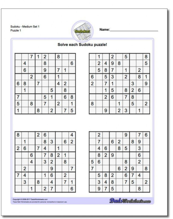 Printable Sudoku For Ks2