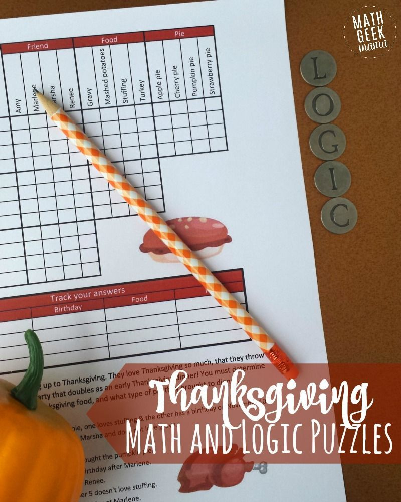 Free} Fun Thanksgiving Math Puzzles For Older Kids in Mathgeekmama Thanksgiving Sudoku