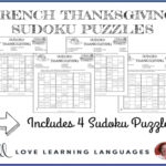 French Thanksgiving Sudoku Puzzles Homeschool   Etsy Intended For French Thanksgiving Sudoku