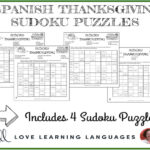 Spanish Thanksgiving Sudoku Puzzles Homeschool   Etsy Norway With Thanksgiving Sudoku Spanish Answers