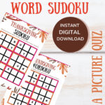 Thanksgiving And Friendsgiving Party Game Word Sudoku Worduko Game Inside Thanksgiving Word Sudoku Answers