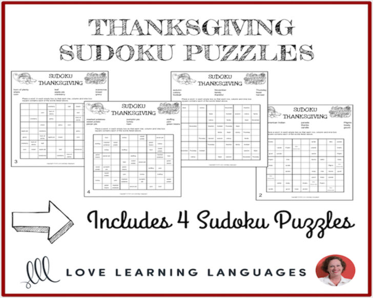 Thanksgiving Sudoku Answers Numbers