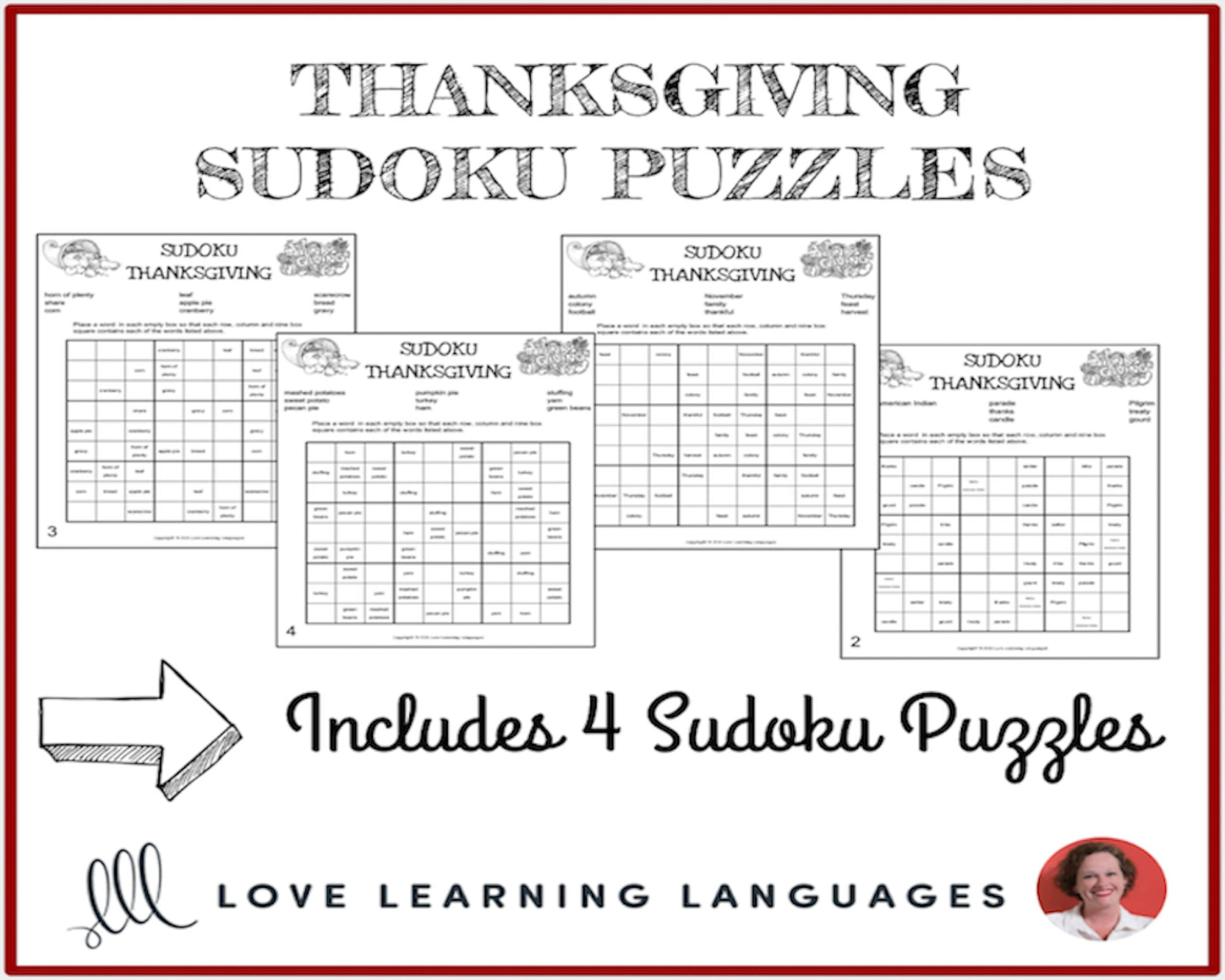 Thanksgiving-Sudoku-Rätsel Homeschool - Etsy.de regarding Sudoku Thanksgiving